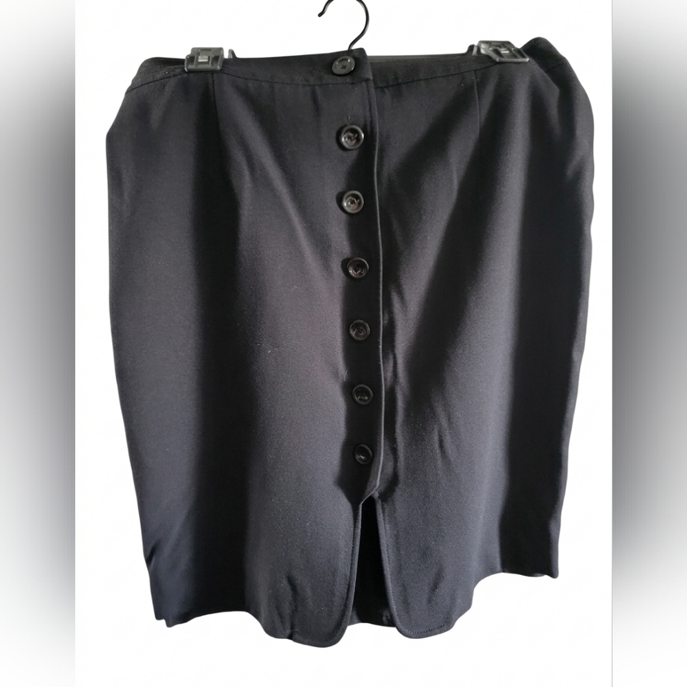 Talbots Black Button-Down Pencil Skirt